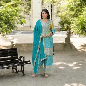 Baby pink plazo Premium Suit with Jari and sequins Work - Elegant Design for Special Occasions