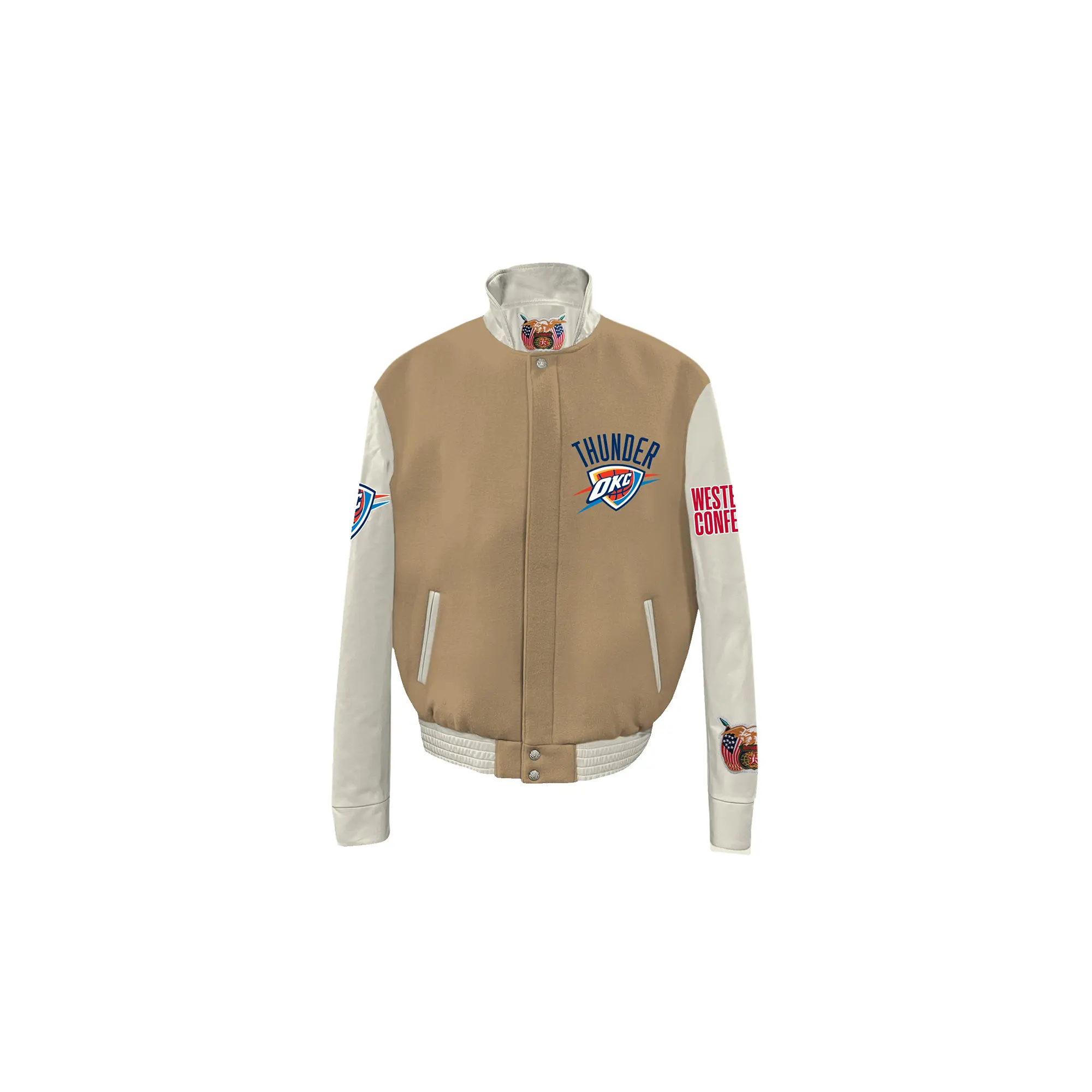 Oklahoma City Thunder Wool & Leather Varsity Jacket "Camel" NBA 004CAM OKC