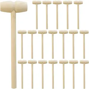 NODG 20 Pcs Mini Wooden Hammer Solid Crab Lobster Mallet Small Shell Wood Cracker Hardwood Pounding Toy for Breakable Heart Cracking Seafood Chocolate Kids