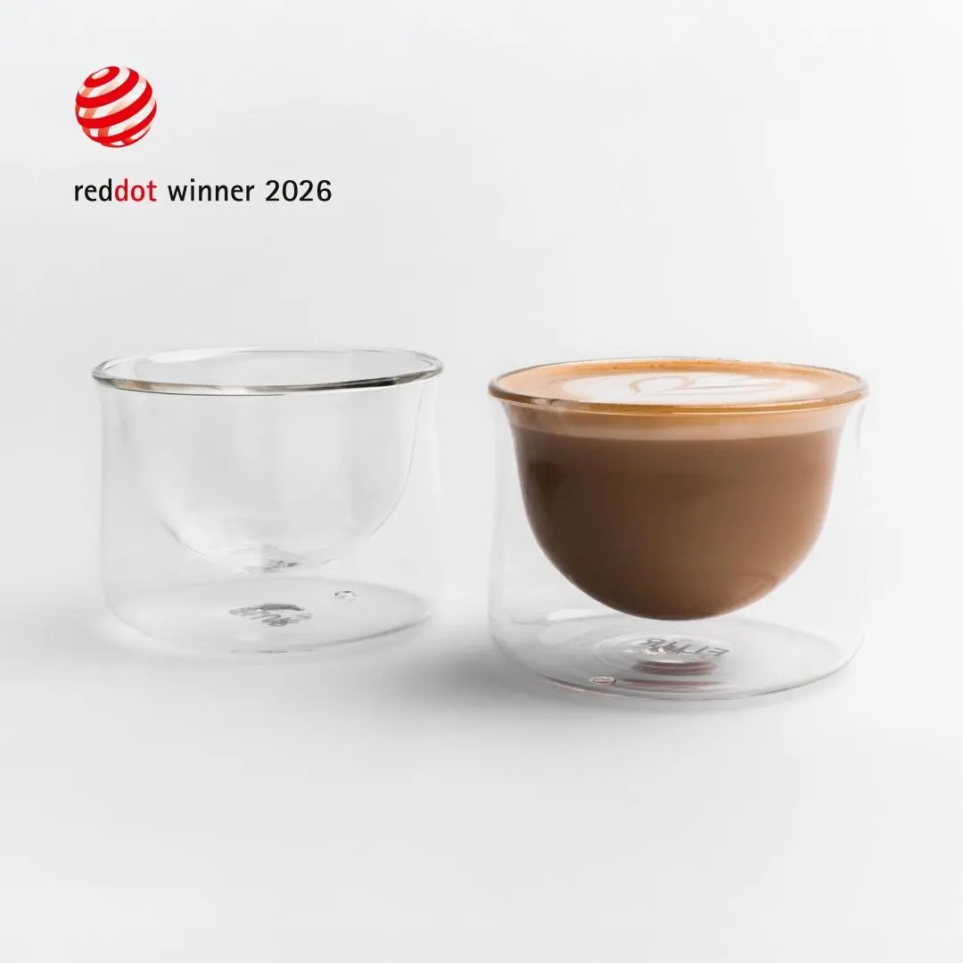 FLUR Latte Glasses (Set of 2) – Perfect for Latte Art, Lattes, Cappuccinos, Affogatos & Flat Whites – Double-Walled Borosilicate Glass – Handmade, Lightweight & Durable – 7oz Glass Drinking Cup Durable Glass