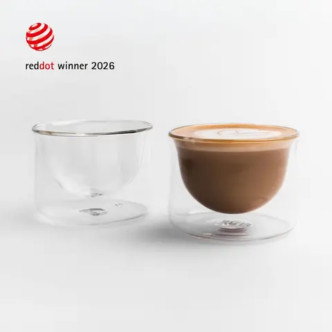 FLUR Latte Glasses (Set of 2) – Perfect for Latte Art, Lattes, Cappuccinos, Affogatos & Flat Whites – Double-Walled Borosilicate Glass – Handmade, Lightweight & Durable – 7oz Glass Drinking Cup Durable Glass