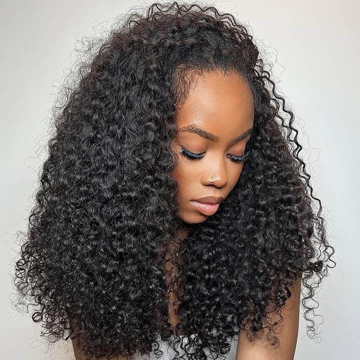 【20"only $89.99】Amanda Half Wig Afro Kinky Curly Glueless Wigs Human Hair Half Wig With Drawstring Beginner Friendly Wear & Go No Glue Need Coily Curl Flip Over Wig Amandahair #TikTokShopBlackFriday
