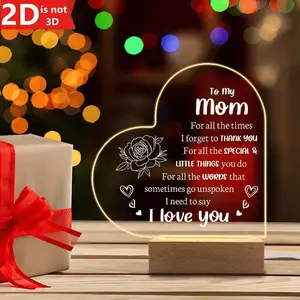 Mom Mothers Day Gifts, Acrylic Engraved Night Light Presents, Birthday Christmas Gifts for Mom from Daughter Son Decor Signs