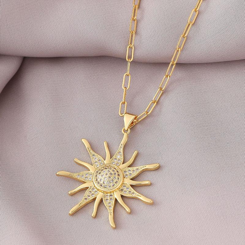 springtok Zircon necklace golden sun shape zircon necklace ladies daily wear gift Jewelry Chain