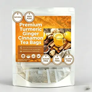 All Natural Turmeric Ginger Cinnamon Tea 60 Bags – Sugar Free Herbal Beverage for Daily Routine