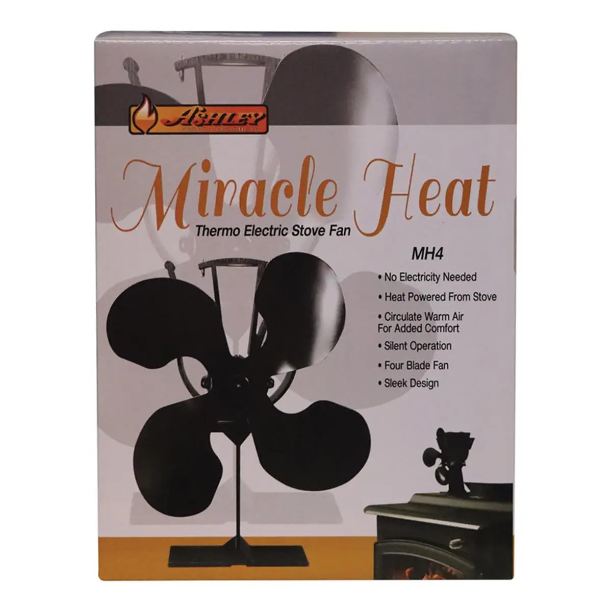 US Stove 4903472 Ashley Miracle Heat Indoor Steel Sleek Design Heat-Powered Fan - 2 lbs, 7-1/2 in Height, for Wood Stoves