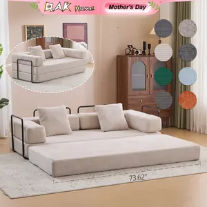 QAK 73.62"New Multiple Covers Available Cloud Floor Sofa Bed High-Quality Convertible Comfy Corduroy Fabric, Premium Sponge Padding, Multi-Functional Floor Sofa & Mattress for Living Room Upholstered Soft Couch,Multiple Colors of Sofa Covers Available Sum