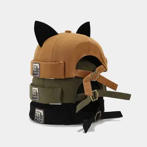 3Pcs Women's Cat Ear Brimless Docker Cap - Adjustable Strap, Breathable Cotton Blend, Casual Comfortable Fashion Trendy Hipster Trucker Hats Bunny Bonnet