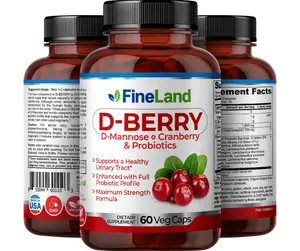 FineLand D-BERRY w/ D-MANNOSE, CRANBERRY & PROBIOTICS, Max Strength, Urinary Tract Support, Enhanced with a Full Probiotic Profile