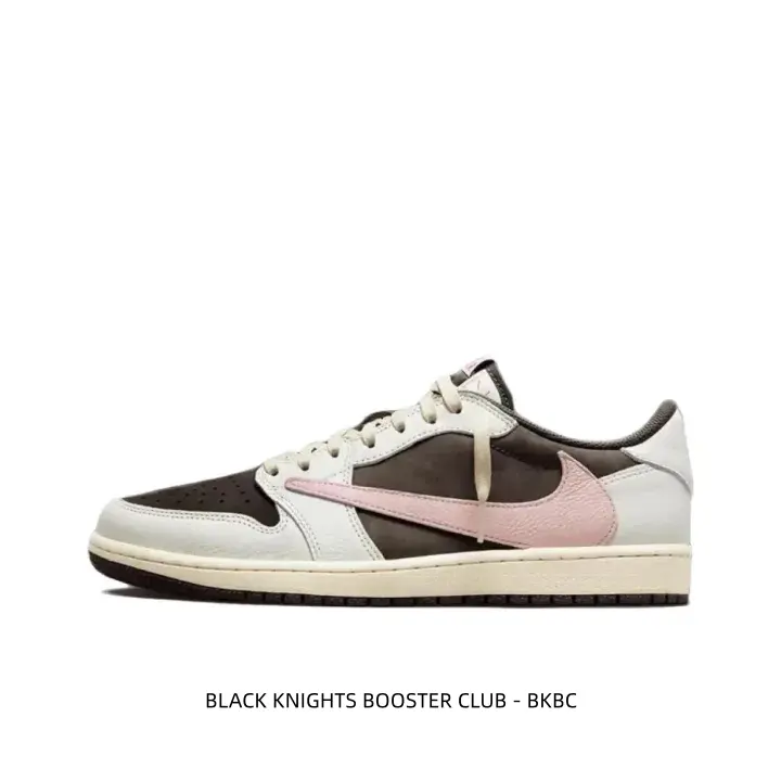 Vintage‑inspired low‑top street kicks adopt mixed leather construction, contrasting pink graphic and aged cream rubber sole, match well with jeans, cargo pants and casual outfits.