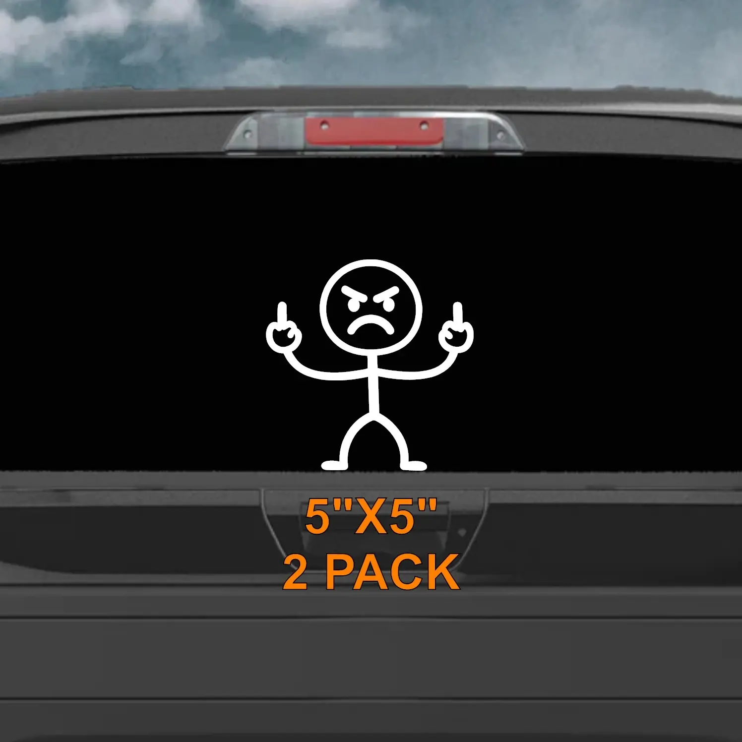 2 PACK angry stick figure middle fingers vinyl decal rebellious humor sticker for car, truck, laptop, window, mirror, funny edgy decor stickers