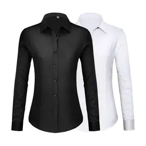 Siliteelon Womens Stain Shield Dress Shirts Wrinkle Free Long Sleeve Solid Tops Blouses Button Down Shirts Casual Wear  Womenswear