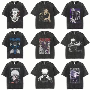 2026 Jujutsu Kaisen Gojo Satoru TShirts Acid wash Cotton Punk Style Shirt for Men and Women Ryomen Sukuna Retro Men's Tops