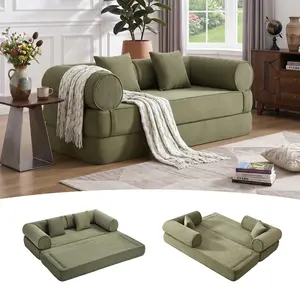 Tbfit 79'' Folding Boneless Couch - 3-Seater Convertible Corduroy Floor Futon Sofa Bed, No Assembly, Deep Seat Living Room Couch, Comfy for Dorm & Small Spaces, Couch For Living Room, DealsforYouDays