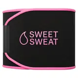 Sweet Sweat Ab Trainer for Women and Men - Sweat Band Waist Trainer Belt for High Intensity Training and Gym Workouts, 5 Adjustable Sizes - Black/Pink
