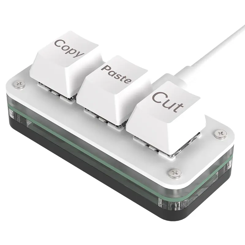 Wired Macro Programming Mini Keyboard - 3-Key Hotswap Keyboard Shortcut Pad, RGB PC Gaming Accessory for Gaming, Photoshop Copy-Paste Tasks