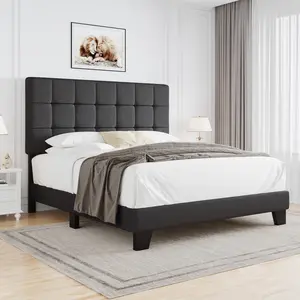 HOOMIC Upholstered Platform Bed Frame【Frame Only No Mattress】with Adjustable Headboard,No Box Spring Needed,Full/Queen Size