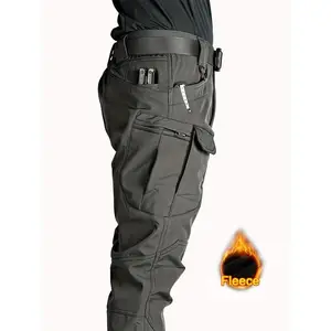 New ME New FR New Men's Multi Pocket Fleece Warm Tactical Pants, Loose Casual Outdoor Pants, Men's Work Pants, Suitable For Hiking, Camping, And Hiking