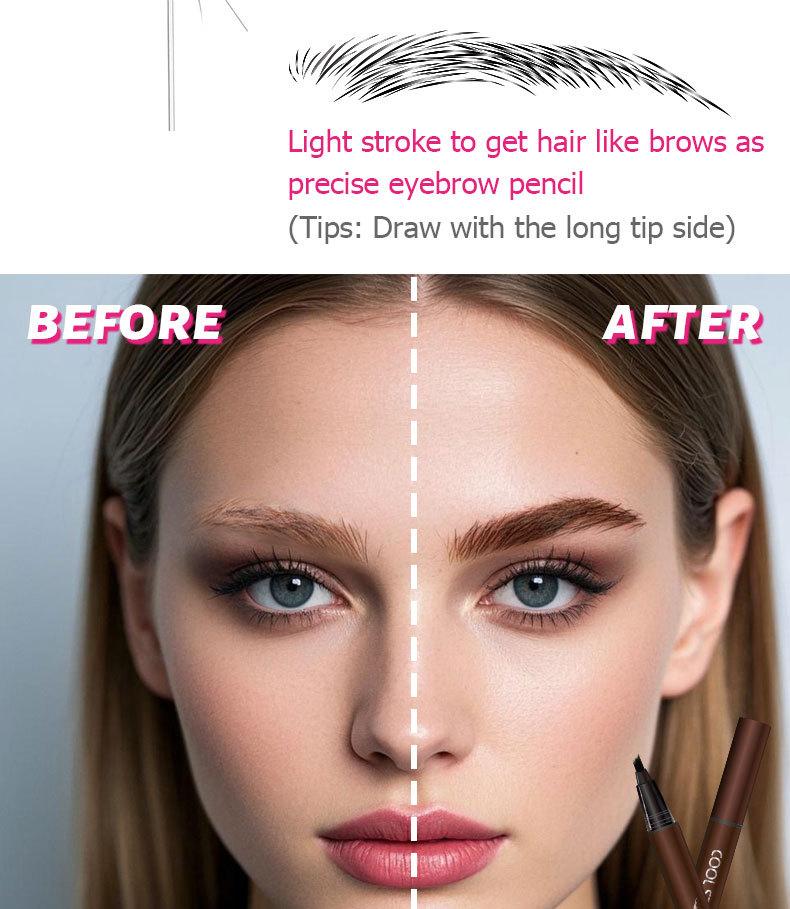 Multi-Tip Hair-Like Eyebrow Pen, Waterproof Quick-Dry Brow Marker, Natural Microblading-Effect Eyebrow Pencil for Defined Brows