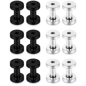6 Pairs Steel Ear Gauges Screw Plugs Tunnel Earlobe Expander Stretcher Kit For Women Men 14g-6g