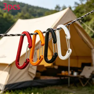 Three-Piece Outdoor Aluminum Alloy Hooks with Spring-Loaded Metal Clips Durable, Multi-Functional Key Holders for Tools and Gear, Secure and Easy to Open