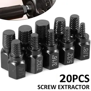 20 counts Screw Extractor Set, Hex Head Easy Out Bolt Extractor Set, Damaged Screw Extractor Set for Removing Broken Studs, Bolts