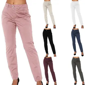 Women Casual Pants, Elegant High Waist Solid Trousers Streetwear for Daily Office