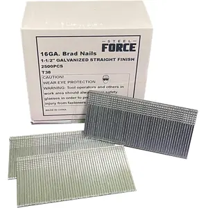 T38 16 Gauge Finish Nails, 1-1/2-Inch 16GA Straight Galvanized Finish Nails for Cordless or Pneumatic Nailer Guns (2,500 Counts)