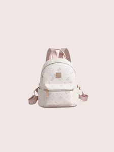 Cow&Kitty Pink Kawaii Mini Backpack, School Backpacks for Girls, Cute Small PU Leather Kitty Print Backpack Purse with Adjustable Straps and Top Handle, Lightweight Mini Bookbag for School, Travel, Shopping, Daily Use, Backpack Gift for Teen Girls