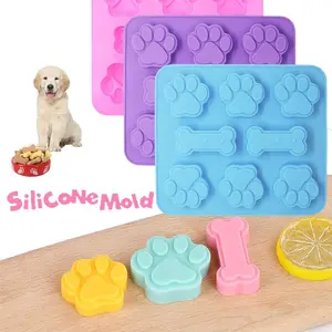 Silicone Candy Mold Puppy Paws Bone Pattern Reusable Dog Snack Mold Homemade Baking Chocolate Candy Jelly Dog Snacks Baked Dog Snacks Cookies Non-stick Ice Cube Tray Cake Birthday