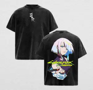 Lucy Cyberpunk: Edgerunners Washed Tee & Hoodie, Netrunner Queen Neon Hacker Graphic Top, Retro Washed Streetwear Apparel, Unique Anime Print Outfit for Cyberpunk Fans, Trendy Energy Daily Casual Wear & Anime Lover Gift