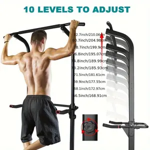 2024 Halo Power Tower Workout Dip Station Pull Up Bar, Height Adjustable Multi-Function Dip Stand for Home Gym Strength Training Fitness Equipment