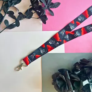 Mothman Red and Black Lanyard w/ Hook Clasp