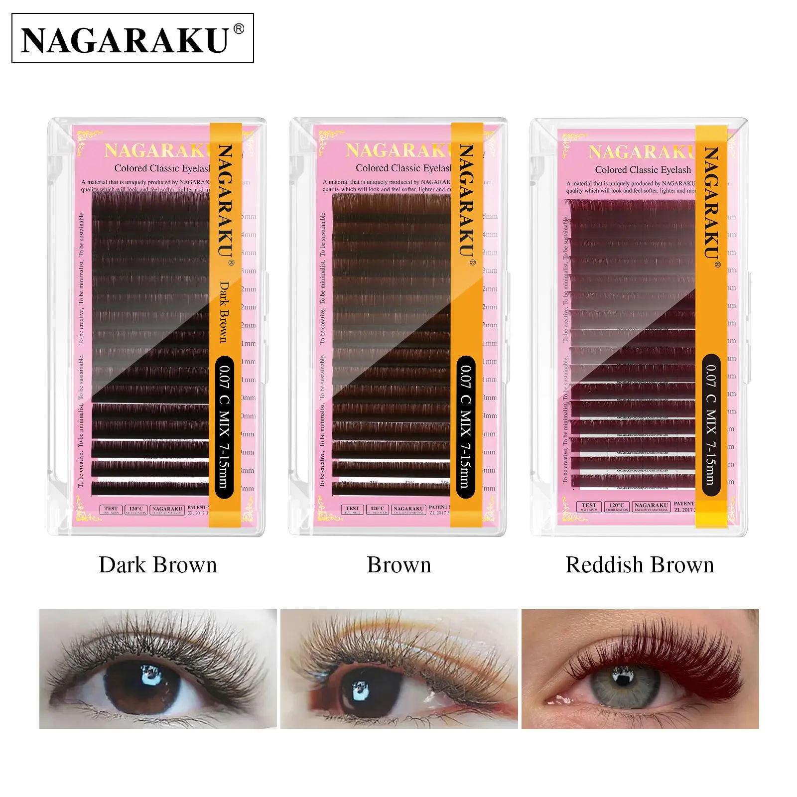 NAGARAKU Color Lashes Brown Dark Brown Red Vine Eyelash Extensions Individual Colored Eyelashes False Mink Eyelashes 2026 New