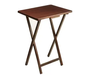 Indoor Single Folding TV Tray Table - Walnut L 19 x W 15 x H 26, Lightweight & Durable