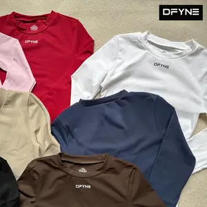 DFYNE Women’s Long Sleeve Workout Top Seamless Yoga Gym Activewear Shirt