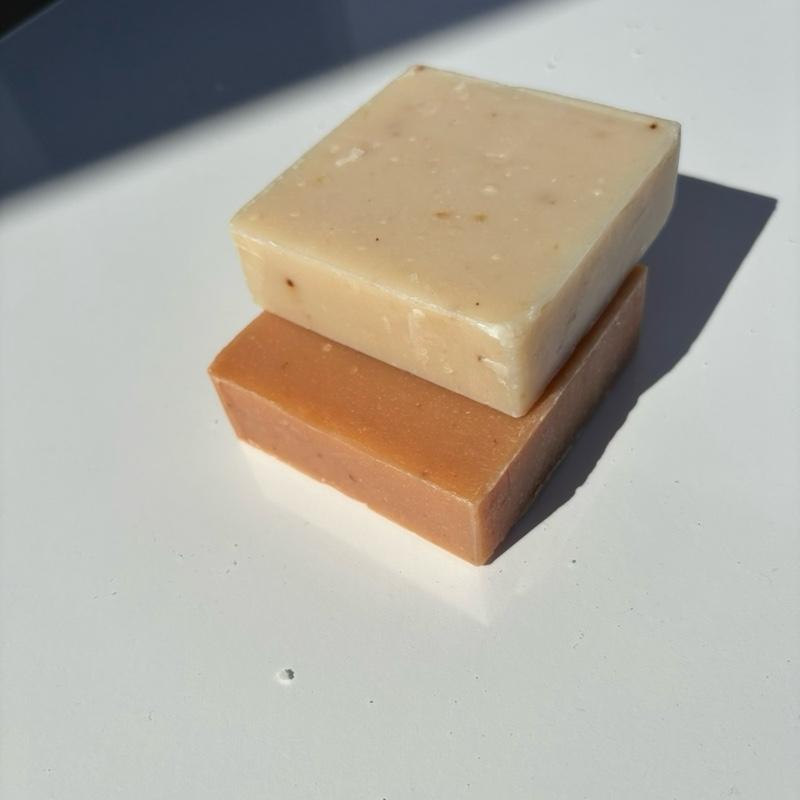 Two Natural Soaps Set | Handmade Soaps - Turmeric Soap & Goat’s Milk Oatmeal Gentle Skincare Sensitive Facial Skin Repair Cleanser Comfort Cleansing Facial Cleansing Facial Wash Exfoliant