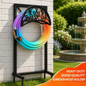 Metal Garden Hose Reel Stand Heavy Duty Freestanding Hose Holder Holds 150ft Detachable Rust Resistant Organizer with Spikes for Enhanced Stability Outdoor Lawn Patio