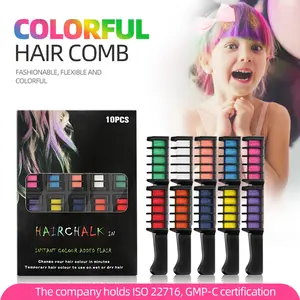 10 Colors Temporary Hair Chalk Comb Set – Instant Vibrant Hair Color for Wet or Dry Hair – Easy Washable Non-Toxic Hair Dye for Kids & Adults – DIY Hair Styling Tool for Parties, Cosplay, Festivals