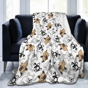 French Bulldog Flannel Throw Blanket - All Season Ultra Soft Warm Cozy Microfiber Thermal Lightweight Puppy Dog Fleece Blanket for Men, Women, Sofa, Bed, Couch, Office, Travel