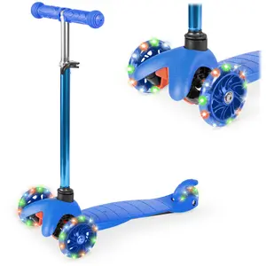 Best Choice Products Kids Mini Kick Scooter Toy w/ Light-Up Wheels and Height Adjustable T-Bar