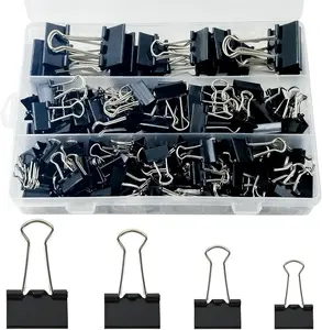"170 Pcs Binder Clips Assorted Sizes, Black Large, Medium, Small Binder Paper Clips for Office Supplies, Home, School,Business Document Organizing（BlacK}