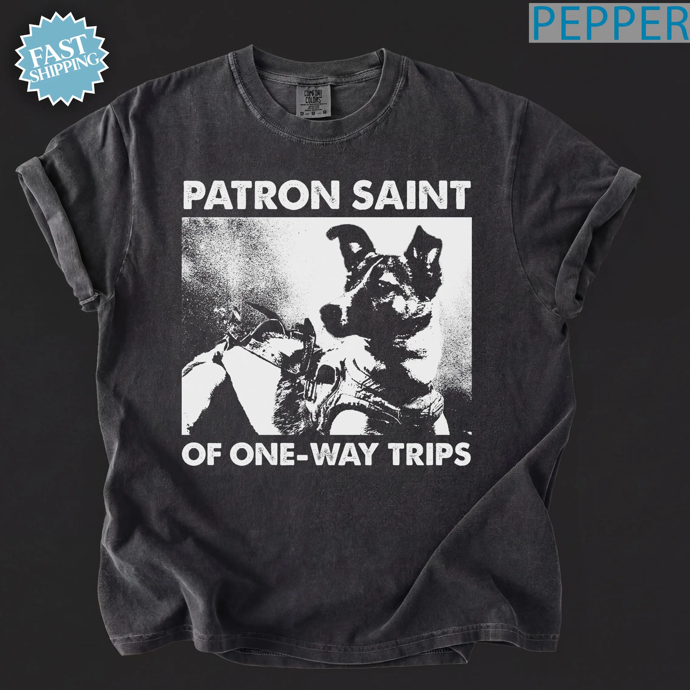 Laika Astronaut Space Dog T-Shirt: Vintage Feel, DTG Print, Space Exploration Apparel