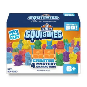 Elmer's Squishies Kids' Activity Kit, DIY Squishy Toy Kit Creates 4 Mystery Characters, 24 Piece Kit, 1 CT