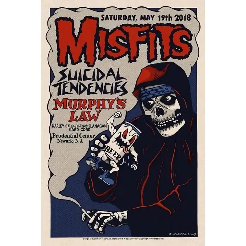 Vintage Hardcore Punk Rock Concert Poster Misfits Suicidal Tendencies Retro Skull Graphic Wall Art Heavyweight Matte Print Music Fan Room Decor Gift Merch
