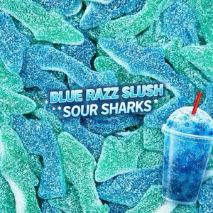 Blue Razz Shark Slushie Swedish Sour Candy Hammerhead Sharks 4oz