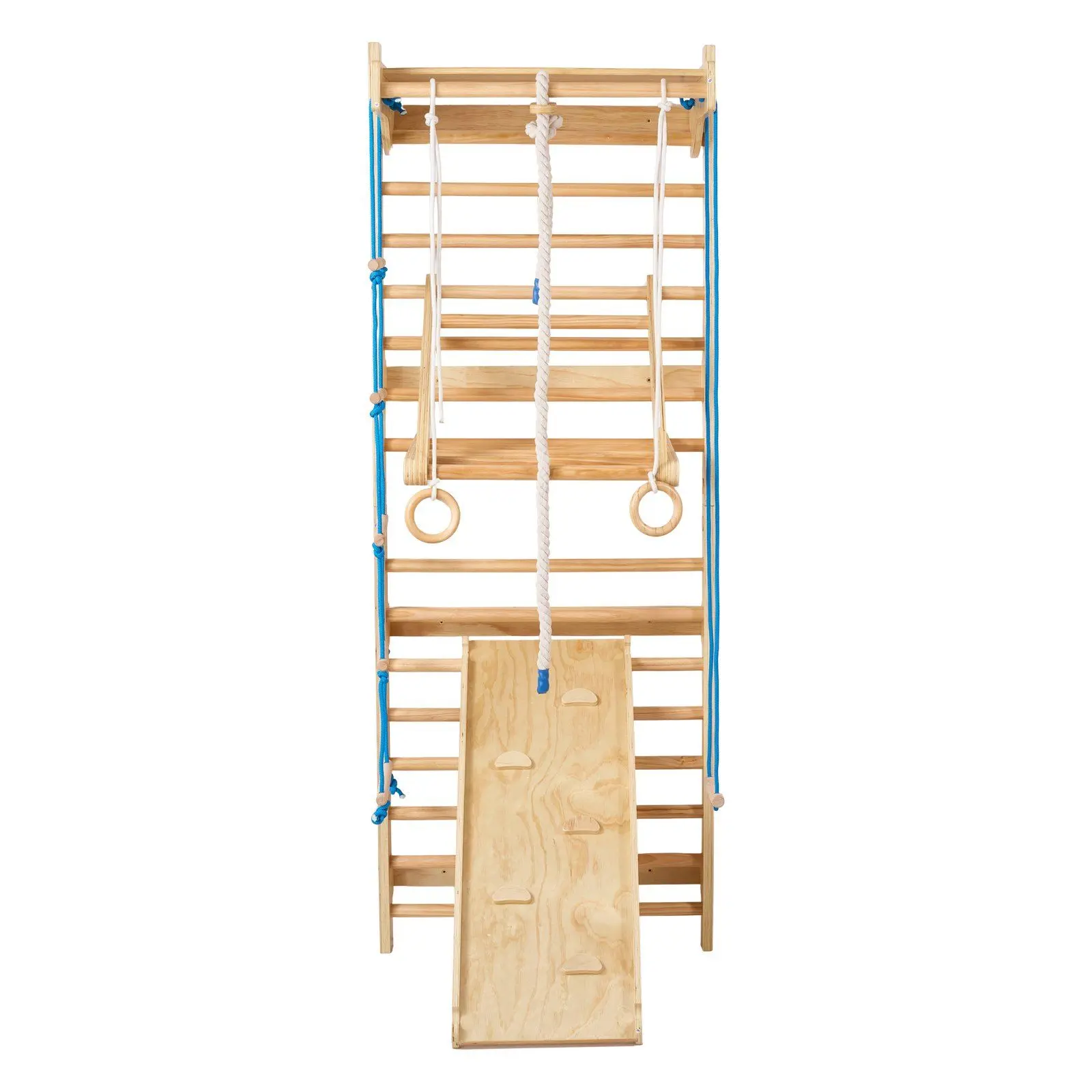 VEVOR Swedish Ladder Wall Gym 8 in 1 Wooden Indoor Playground Climbing Ladder