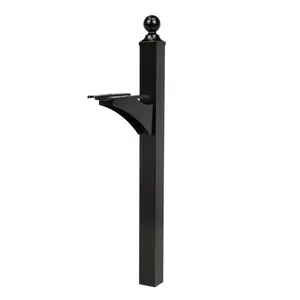 Solar Group  Black Aluminium Mailbox Post