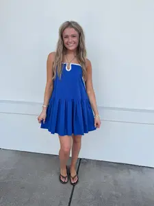 Brittany Drop Waist Contrast Stitch Detail Dress