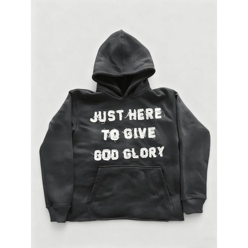 Y2k Oversized Graphic Hoodies Just Here To Give God Glory Funny Hoodies For Men Women Daily outfit